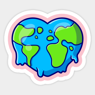 Earth Love Melted Cartoon Sticker